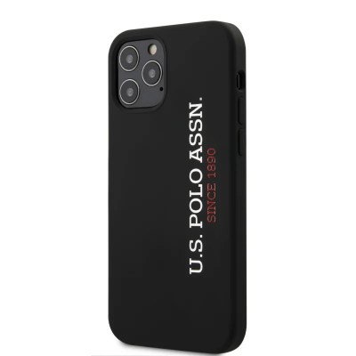 Husa Cover US Polo Silicone Vertical Logo pentru iPhone 12/12 Pro Black foto