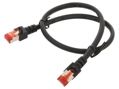 Patch Cord S/FTP Cat6 LSZH Negru 0.5m foto