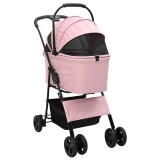 vidaXL Carucior pentru Pisici Pliante Ajustabil Roz 81 x 47 x 99 cm