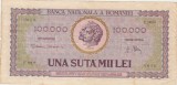 Bancnotă Rom&acirc;nia 100000 lei 25 ianuarie 1947, seria E.0008 nr. 0636