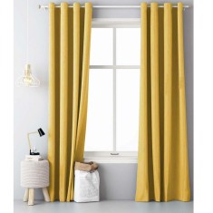 Draperie opaca cu inele Jemidi, 140 x 250 cm, Galben, Poliester, 55309.21