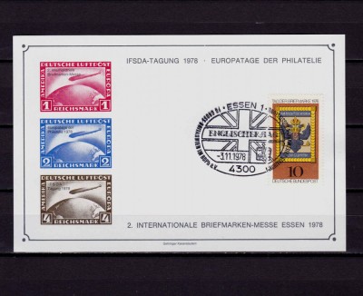 ✅(V32) Germania &amp;#039;78,bloc/vinieta oficiala Expo.Fila Essen,Graf Zeppelin 1928,MNH foto