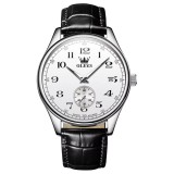 Cumpara ieftin Ceas barbatesc Olevs CS1943, piele naturala, negru, cadran alb