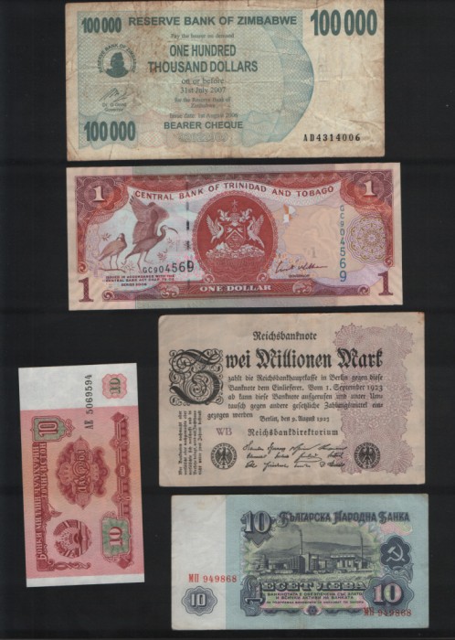 Set 5 bancnote de prin lume adunate (cele din imagini) #111