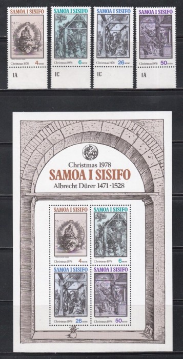 Samoa 1978 - Crăciun, Serie + Colita, MNH