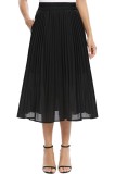 Fustă midi EXCHIC pentru femei, casual, din chiffon, cu talie elastică, &icirc;n formă de A, plisată, cu buzunare