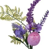 Ramura decorativa de Paste cu ou, feriga si lavanda, 33 cm, mov, CMCLASS