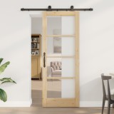 Ușă glisantă vidaXL cu set de accesorii &quot;ORKDAL&quot; 78x202 cm, Ușă interioară vidaXL cu sticlă &quot;ORKDAL&quot; 78x202x4 cm din lemn masiv de pin