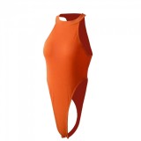 Lenjerie Sexy Teddy Body Monokini Pe Gat Fara Maneci Prindere Inghinal, Alb, Orange, M, S, XL