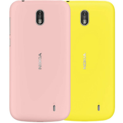 Set 2 carcase (capace spate) pentru Nokia 1 roz + galben foto