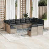 Set Canapele Gradina Gossi, 12 Piese, Poliratan Gri Deschis, Perne Incluse, Design Modular