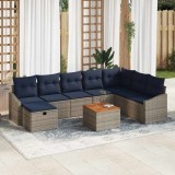 vidaXL Set de canapele pentru grădină cu pernă 9 pcs Gri Rattan poli 3360916