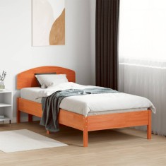 vidaXL Cadru pat fără saltea, maro ceruit, 75x190 cm, lemn masiv pin 3207244