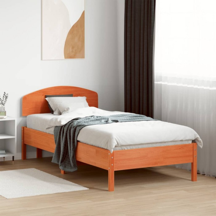 vidaXL Cadru pat fără saltea, maro ceruit, 75x190 cm, lemn masiv pin 3207244