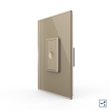 Intrerupator touch cap-scara/cruce Livolo, auriu, cu rama din sticla 1M