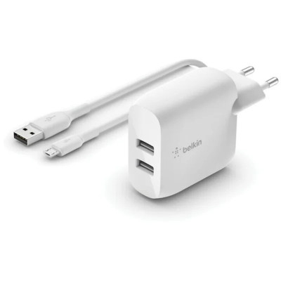 Incarcator Belkin Boost Charge Dual USB-A 24W+USB-A to Micro-USB Alb foto