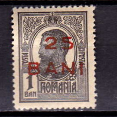 RO 1918 LP 70 I "Carol I tipo - supra 25 BANI ", serie urme sarniera,poanson,MLH