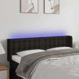 VidaXL Tăblie de pat cu LED, negru, 147x16x78/88 cm, textil