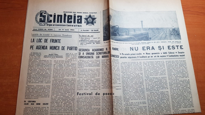 scanteia 11 iunie 1964-articol despre regiunea hunedoara,zilele mihai eminescu