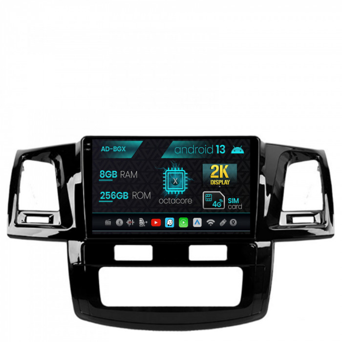 Navigatie Toyota Hilux (2008-2014), Android 13, X-Octacore 8GB RAM + 256GB ROM, 9.5 Inch - AD-BGX9008+AD-BGRKIT081