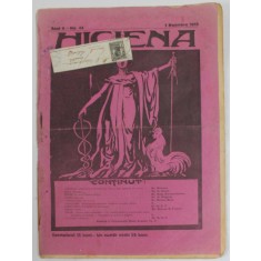 HIGIENA , REVISTA PENTRU PREINTAMPINAREA BOLILOR SI PASTRAREA SANATATII , ANUL II , NR. 44 , 1 NOV. 1913
