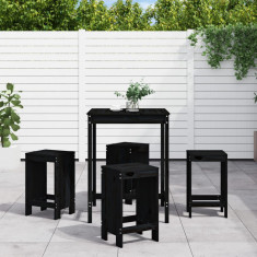 vidaXL Set mobilier bar de grădină, 5 piese, negru, lemn masiv de pin