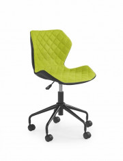 Scaun de birou pentru copii, tapitat cu piele ecologica si stofa Matrix Green, l48xA53xH78-88 cm foto