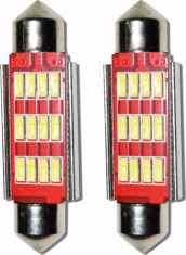 Set 2 x Bec LED SOFIT 12LED 4012 41mm 12V ALB foto
