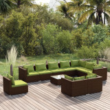 Set mobilier de gradina cu perne, 11 piese, maro, poliratan GartenMobel Dekor, vidaXL