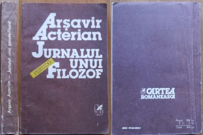 Arsavir Acterian , Jurnalul unui pseudo filozof , 1992 , autograf catre Croh... foto