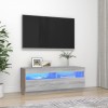 Gossi comoda tv cu lumini led, gri sonoma, 100x35x40 cm