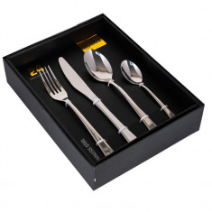 Set 24 tacamuri cu model, stainless stell, pentru 6 persoane, RAWI-24M3