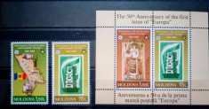 Moldova 2005 Europa cept 50 ani de la apariția primului timbru Europa cept serie 4v + bloc Nestampilat
