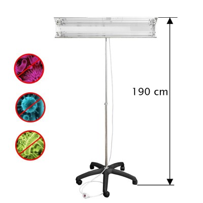 Lampa bactericida UVC portabila 2x55W, orientabila, stativ telescopic 100-190 cm, reflector, 60 mp foto
