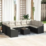 Cumpara ieftin Set de canapele pentru grădină 10 pcs Negru Rattan poli