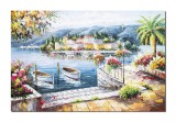 Cumpara ieftin Tablou pictat manual GIGANT living, Colt de rai, tihna,150x100cm ulei pe panza in cutit efect 3D, gata de expus pe perete