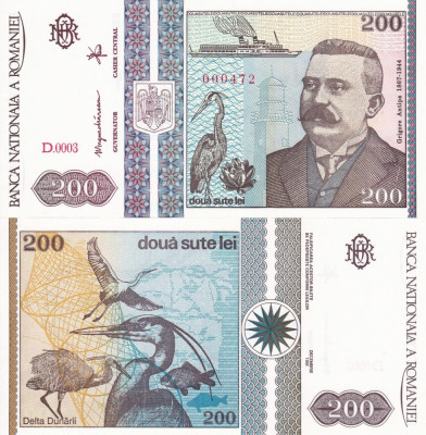 ROMANIA 200 lei 1992 UNC!!! foto