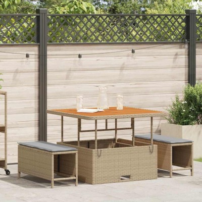 vidaXL Set de masă pentru grădină Bej Rattan poli 42007909 foto