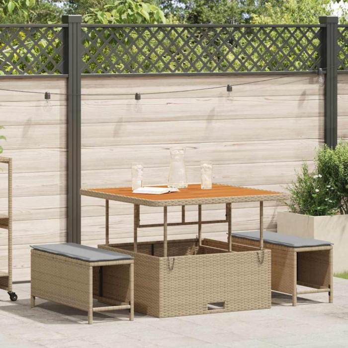 vidaXL Set de masă pentru grădină Bej Rattan poli 42007909