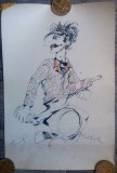 Caricatura Jim Croce, artist american folk-rock/ tus si carioca/ hartie, fan art