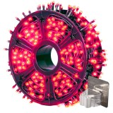 Instalatie Luminoasa LED 100M + Suport Autoadeziv 8x8 cm, 8 Jocuri de Lumini, Impermeabila IP44, Rosu, 100 m