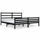 Cadru de pat Super King 6FT, negru, 180x200 cm, lemn masiv pin