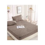 Cumpara ieftin Husa De Pat Tricot Cu Elastic + 2 Fete De Perna Pentru Pat Dublu, Maro Deschis - JO969