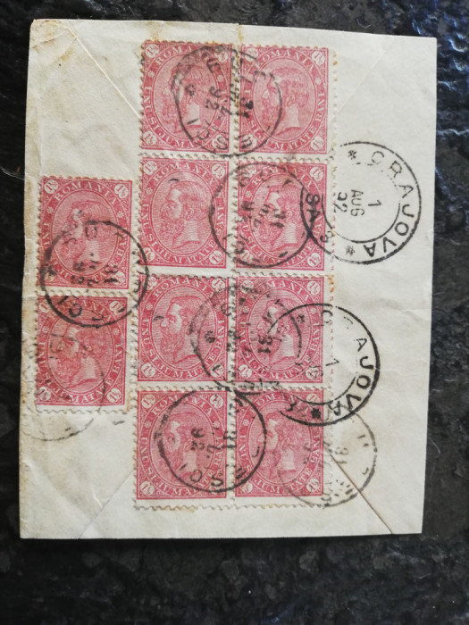 Plic exceptional circulat,1 aug.1892, 10x1,5 bani, Craiova, ex. colectia Martin