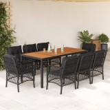 Cumpara ieftin Gossi set mobilier de gradina cu perne, 9 piese, negru, poliratan