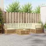 vidaXL Set de canapele de exterior 6 pcs Alb și crem Poliester 3390505