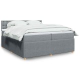 Cumpara ieftin Pat box spring cu saltea, gri deschis, 200x200 cm, textil