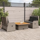 vidaXL Set mobilier de grădină cu perne, 3 piese, gri, poliratan