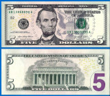 USA SUA █ bancnota █ 5 Dollars █ 2021 █ P-551 █ B2 New York █ UNC █ necirculata
