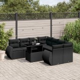 Cumpara ieftin Gossi set mobilier de gradina cu perne, 9 piese, negru, poliratan